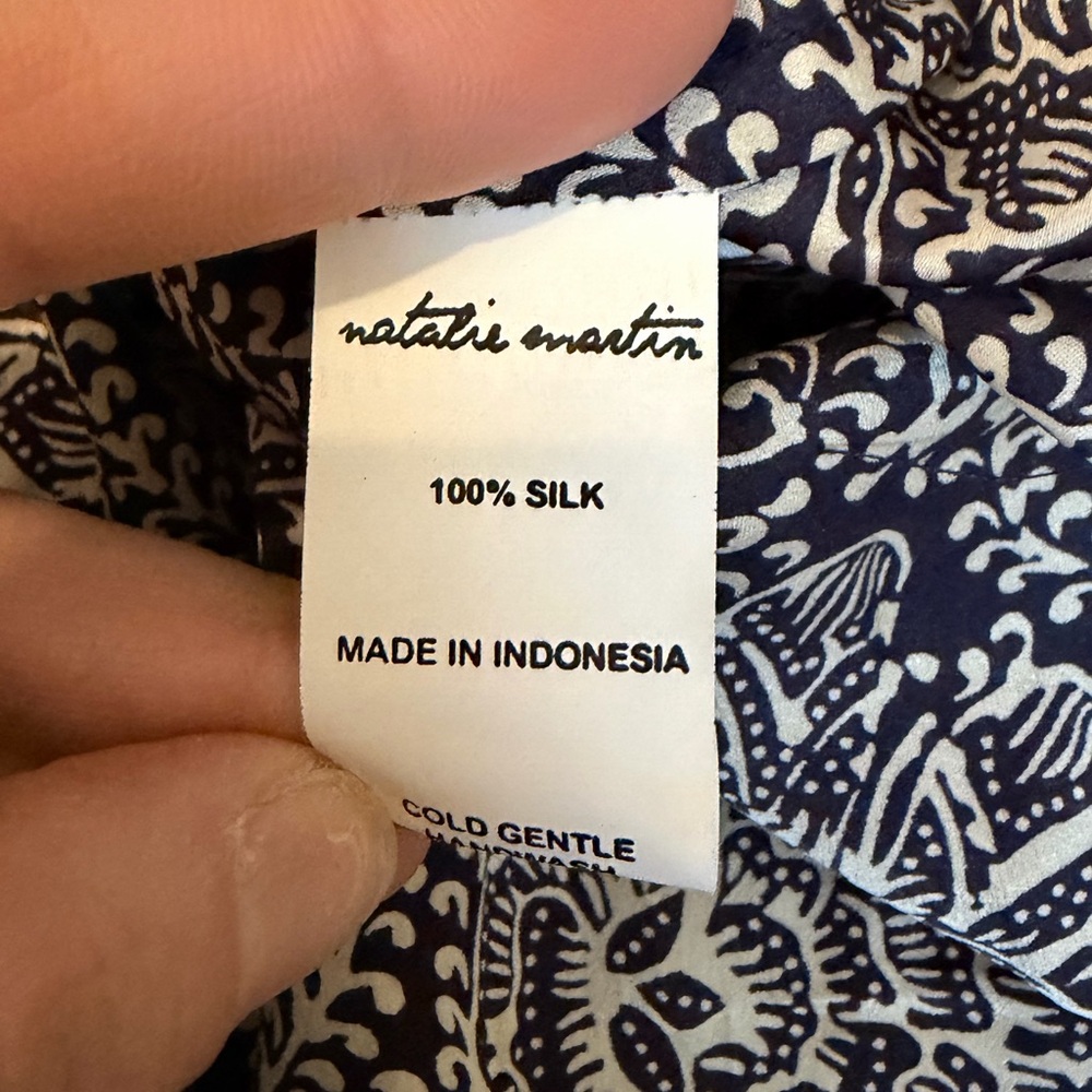 Natalie Martin Stevie Dress Silk Boho Tassel Navy Paisley Print Size M - Picture 4 of 4